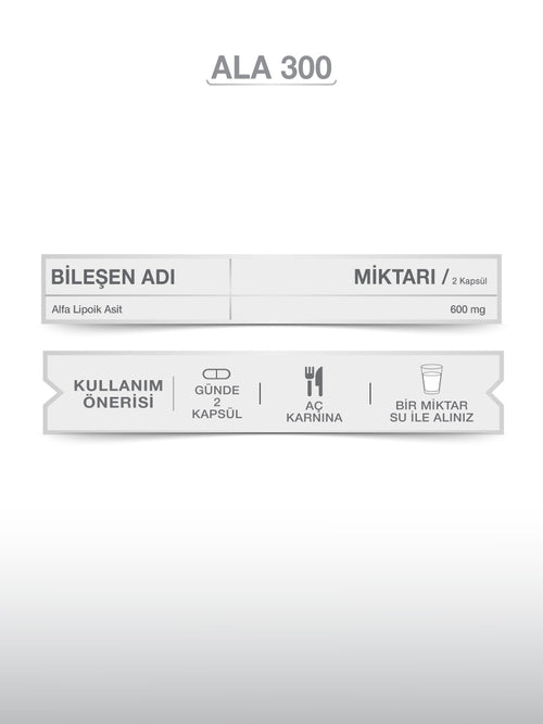 ALFA LİPOİK ASİT (ALA 300)  60 KAPSÜL