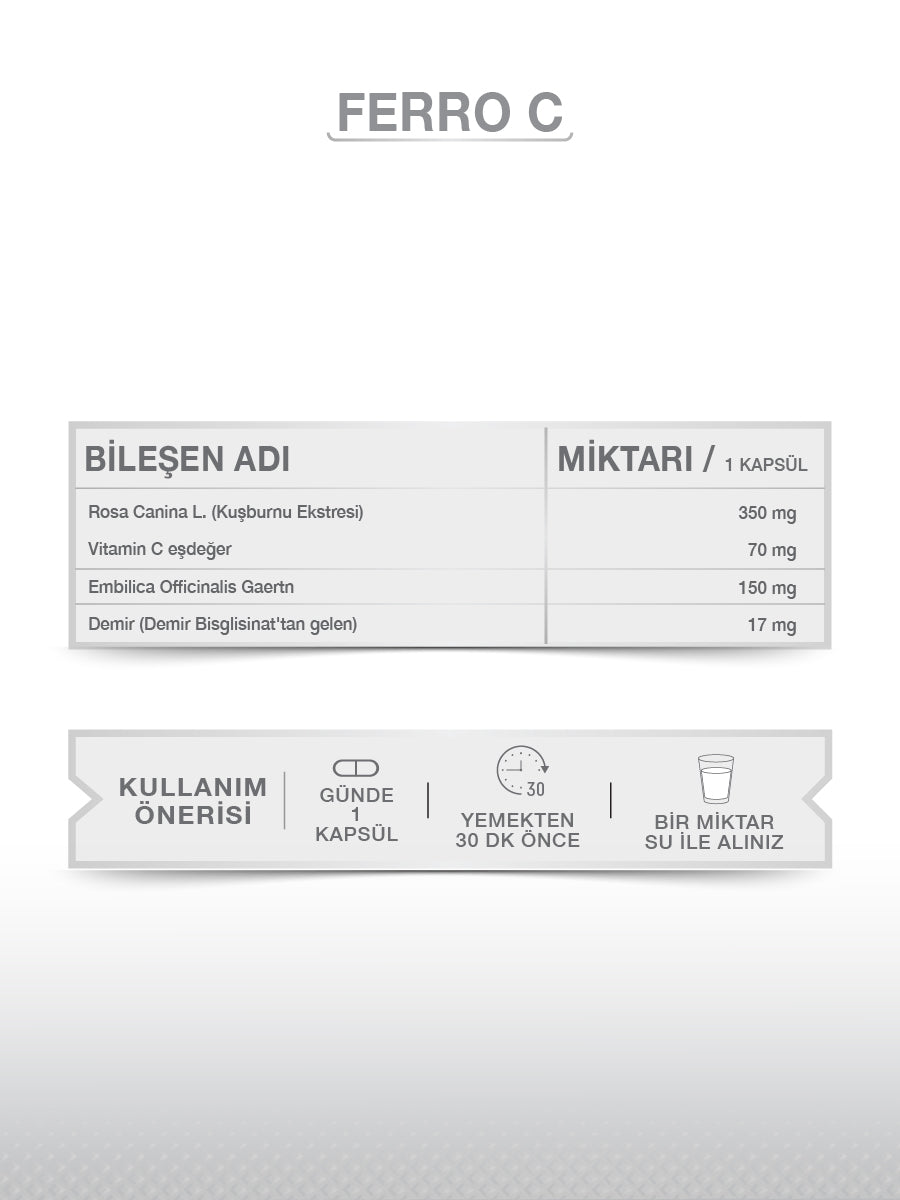 GOODDAY FERRO' C 60 KAPSÜL TAKVİYE EDİCİ GIDA