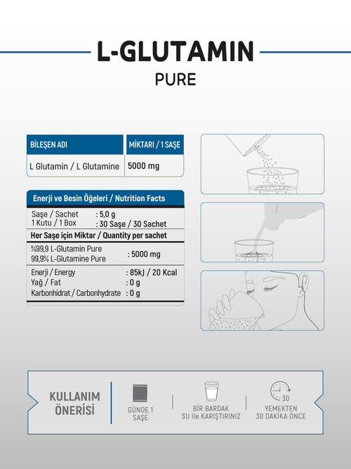PURE L-GLUTAMIN 30 SAŞE